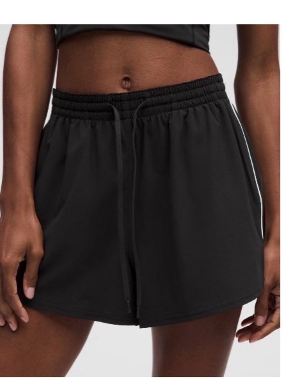 lululemon athletica Black High-Rise Athletic Shorts with Side Stripe
